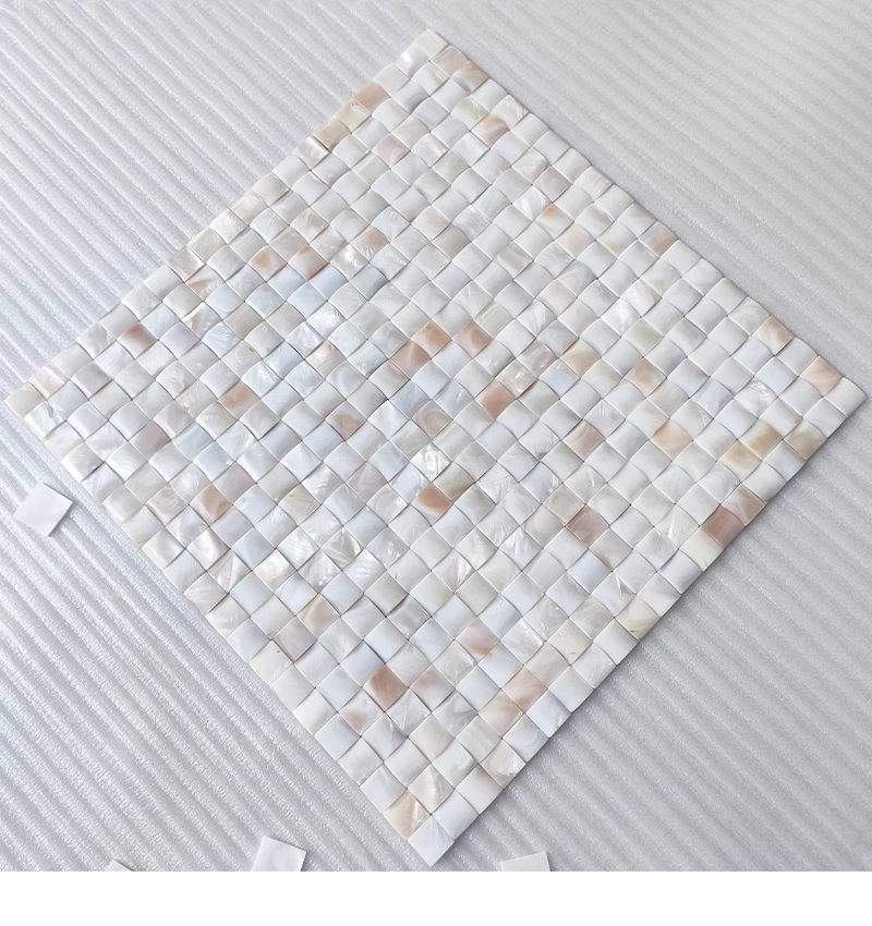 0.59" X 0.59"(15mm X 15mm) Natural Square Convex Seamless Mother of Pearl Seashell Tile for Bathroom Kitchen and Shower Wall Tile