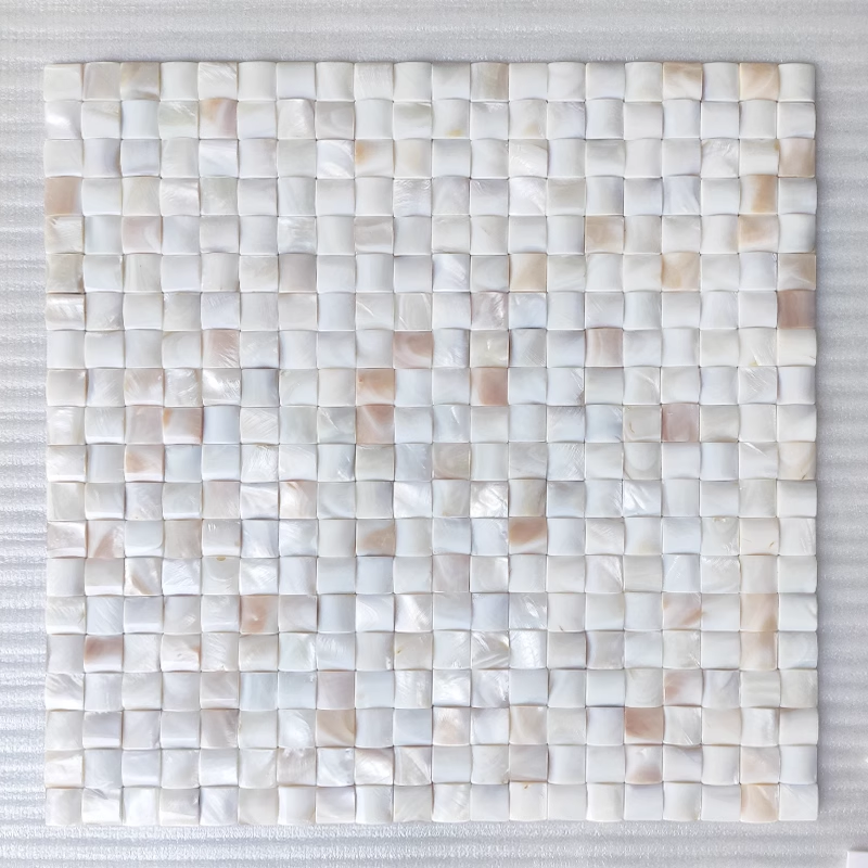 0.59" X 0.59"(15mm X 15mm) Natural Square Convex Seamless Mother of Pearl Seashell Tile for Bathroom Kitchen and Shower Wall Tile