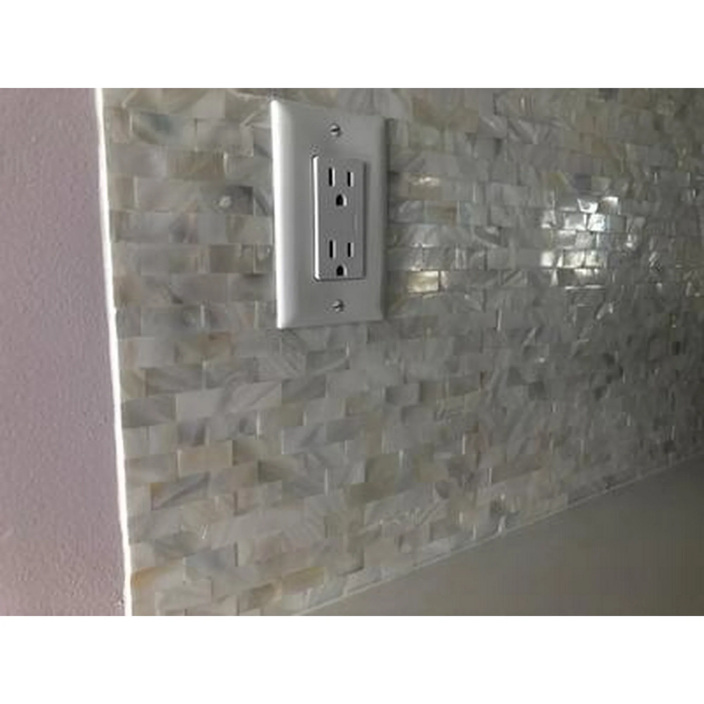 White Brick Groutless Mother of Pearl Mosaic Tile for Bathroom Kitchen and Shower Wall Tile