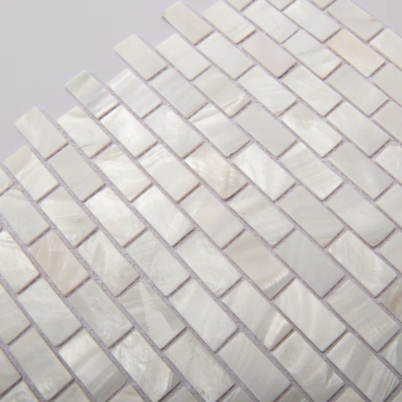 White Brick Mother of Pearl Mosaic Tile for Bathroom Kitchen and Shower Wall Tile