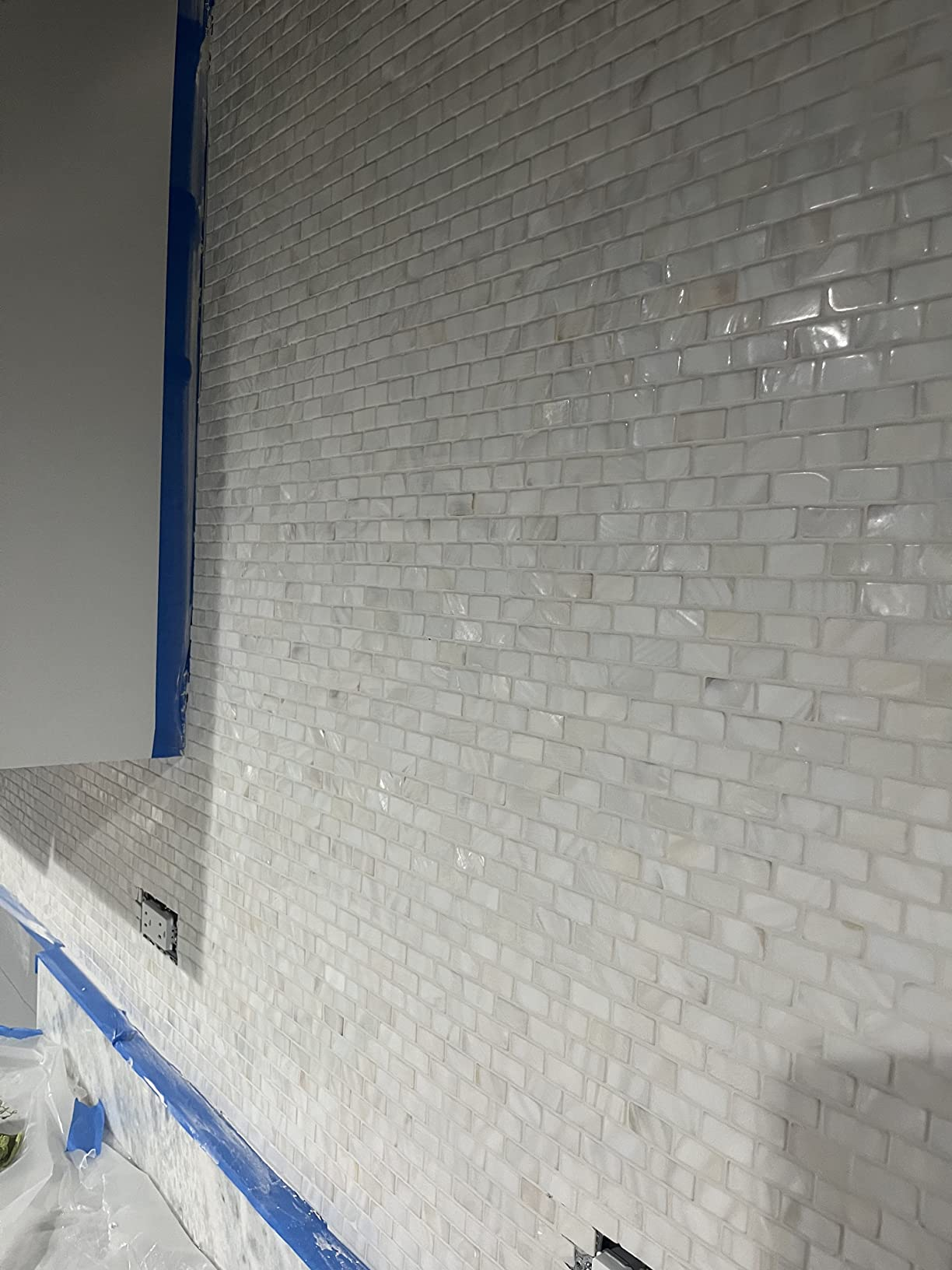 White Brick Mother of Pearl Mosaic Tile for Bathroom Kitchen and Shower Wall Tile