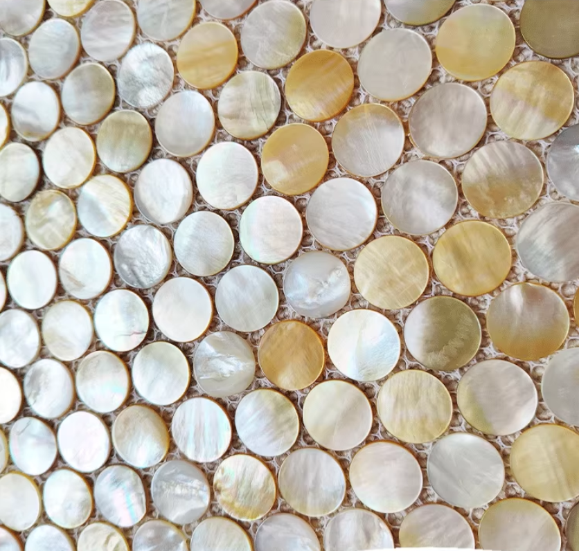 Yellow Circle Mother of Pearl Mosaic Seashell Tile for Bathroom Kitchen and Shower Wall Tile