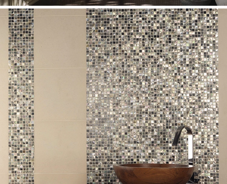 Black Square Mother of Pearl Mosaic Seashell Tile For Bathroom Kitchen Wall Spa Shower Backsplash Tile
