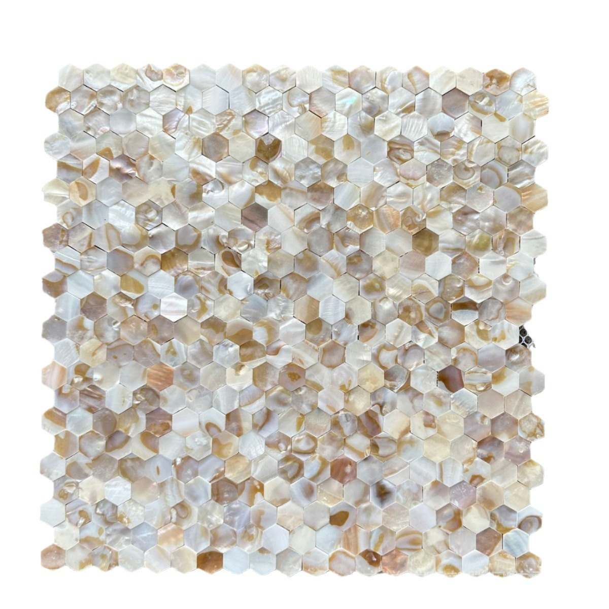 0.59"(15mm) Diameter Dapple Hexagon Seamless Mother of Pearl Mosaic Tile for Bathroom Kitchen and Shower