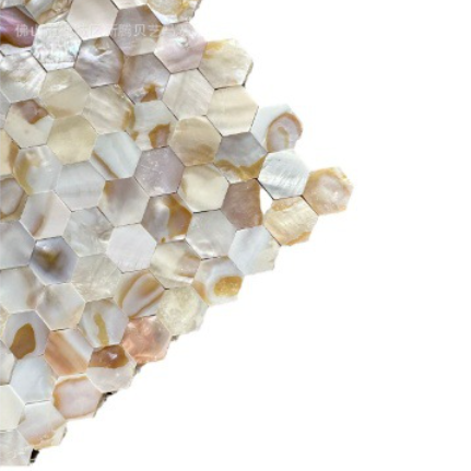 0.59"(15mm) Diameter Dapple Hexagon Seamless Mother of Pearl Mosaic Tile for Bathroom Kitchen and Shower