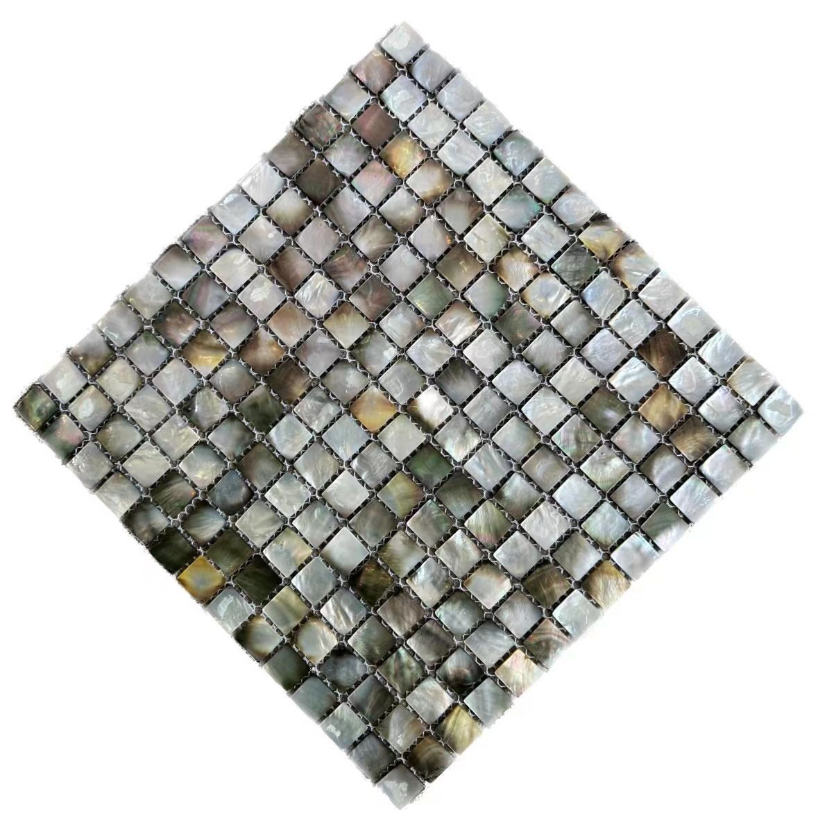 Black Square Mother of Pearl Mosaic Seashell Tile For Bathroom Kitchen Wall Spa Shower Backsplash Tile