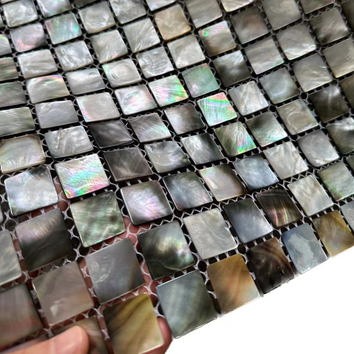 Black Square Mother of Pearl Mosaic Seashell Tile For Bathroom Kitchen Wall Spa Shower Backsplash Tile