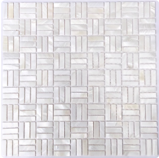 White Mini Rectangular Mother of Pearl Mosaic Tile for Bathroom Kitchen and Shower Wall Tile(6 Sheets)