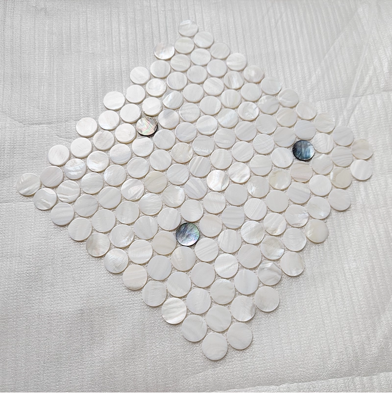 White and Midnight Circle Mother of Pearl Mosaic Tile for Bathoom Kitchen and Shower Wall Tile