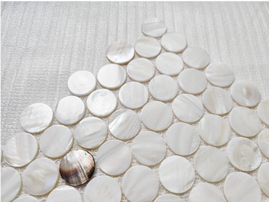 White and Midnight Circle Mother of Pearl Mosaic Tile for Bathoom Kitchen and Shower Wall Tile