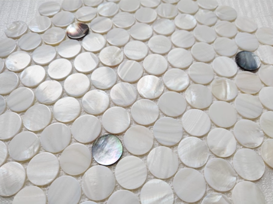 White and Midnight Circle Mother of Pearl Mosaic Tile for Bathoom Kitchen and Shower Wall Tile