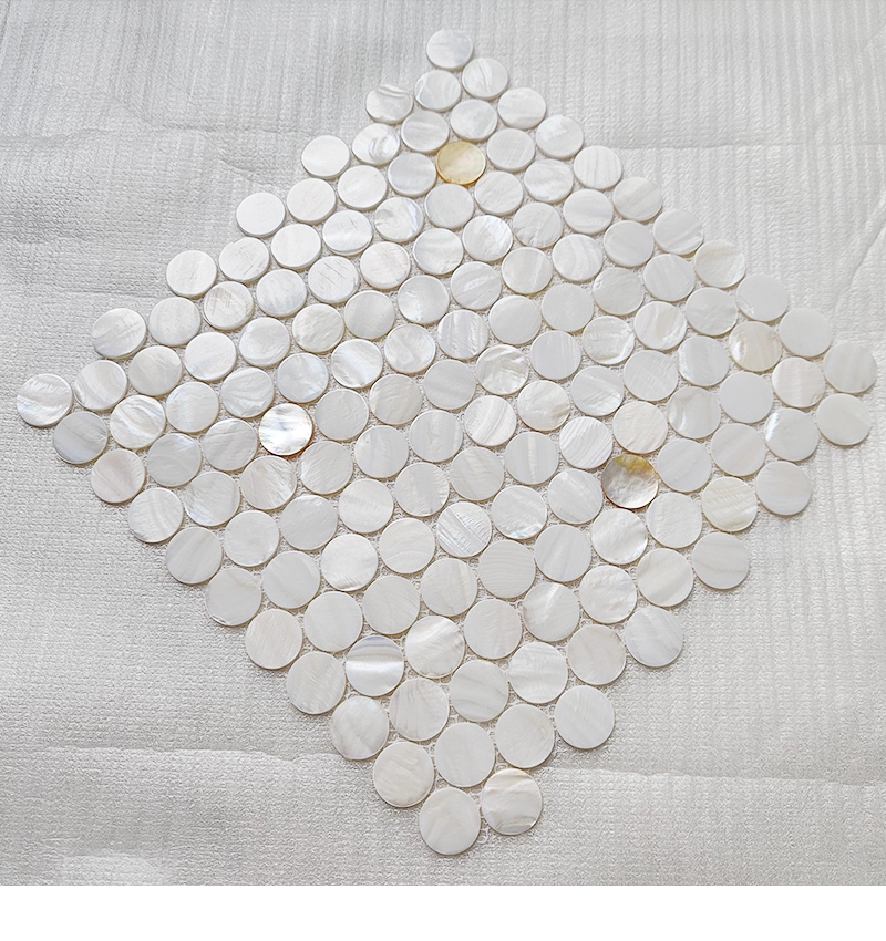 White and Yellow Circle Mother of Pearl Mosaic Tile for Bathroom Kitchen and Shower Wall Tile