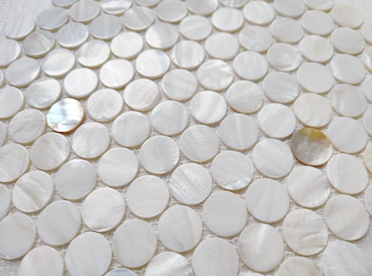 White and Yellow Circle Mother of Pearl Mosaic Tile for Bathroom Kitchen and Shower Wall Tile
