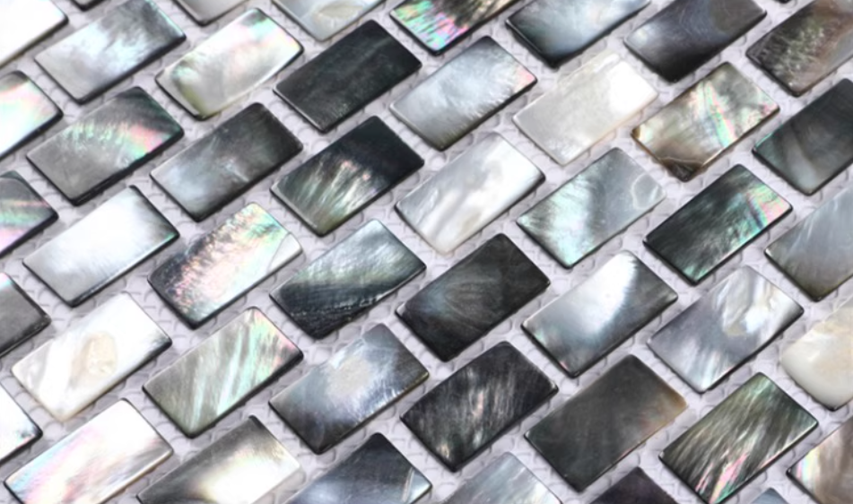 Black Brick Mother of Pearl Seashell Mosaic Tile for Bathroom Kitchen and Shower Wall Tile