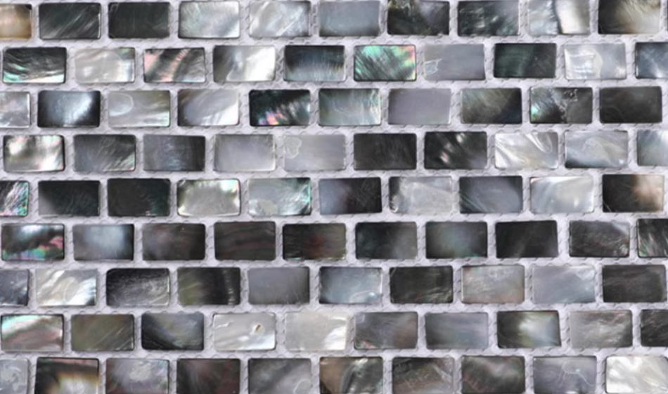 Black Brick Mother of Pearl Seashell Mosaic Tile for Bathroom Kitchen and Shower Wall Tile