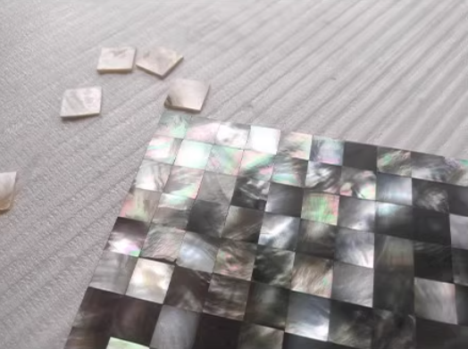 0.59‘’ X 0.59”(15mm X 15mm) Black Square Seamless Mother of Pearl Mosaic Seashell Tile for Bathroom Kitchen and Shower Wall Tile