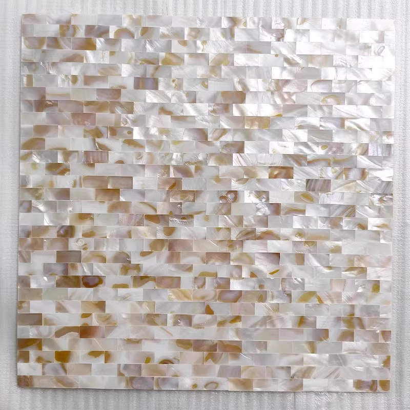 0.39" X 0.78"(10mm x 20mm) Mosaic Dapple Brick Seamless Mother of Pearl Mosaic Tile for Bathroom Kitchen and Shower Wall Tile