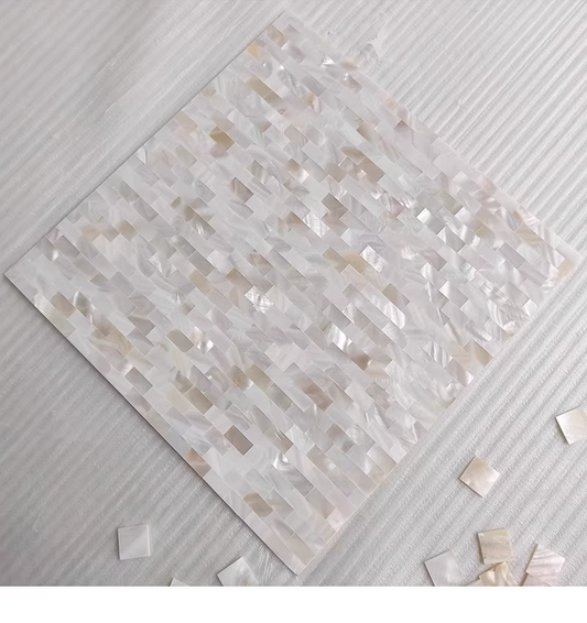 0.39" X 0.78"(10mm x 20mm) Mosaic Serene Brick Seamless Mother of Pearl Mosaic Tile for Bathroom Kitchen and Shower Wall Tile