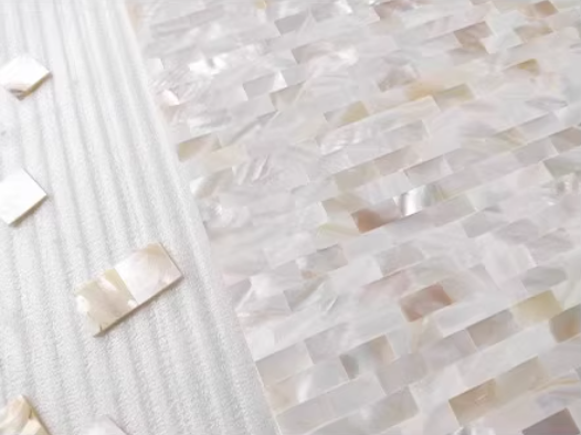 0.39" X 0.78"(10mm x 20mm) Mosaic Serene Brick Seamless Mother of Pearl Mosaic Tile for Bathroom Kitchen and Shower Wall Tile