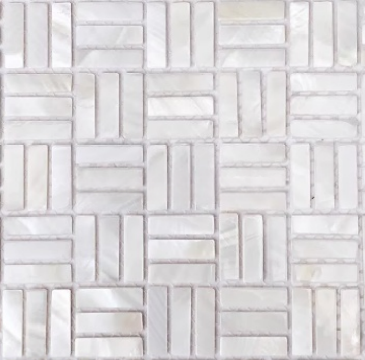 White Mini Rectangular Mother of Pearl Mosaic Tile for Bathroom Kitchen and Shower Wall Tile(6 Sheets)