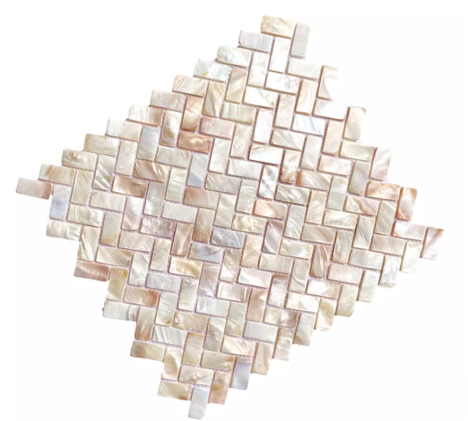 Pink Herringbone Mother of Pearl Mosaic Tile for Bathroom Kitchen and Shower Wall Tile