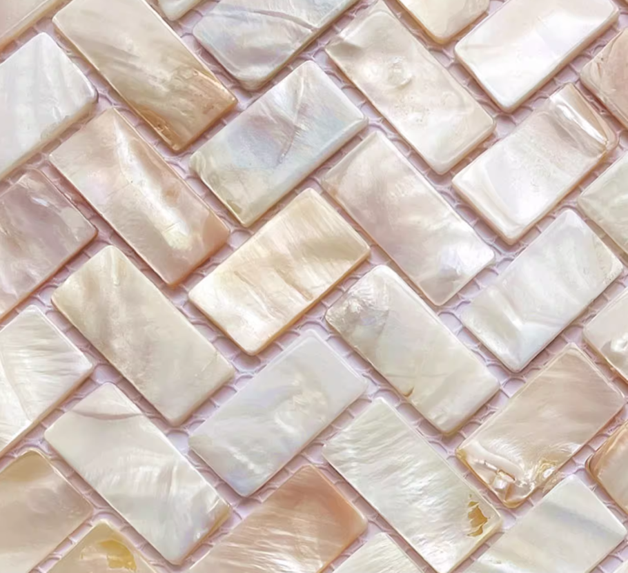 Pink Herringbone Mother of Pearl Mosaic Tile for Bathroom Kitchen and Shower Wall Tile