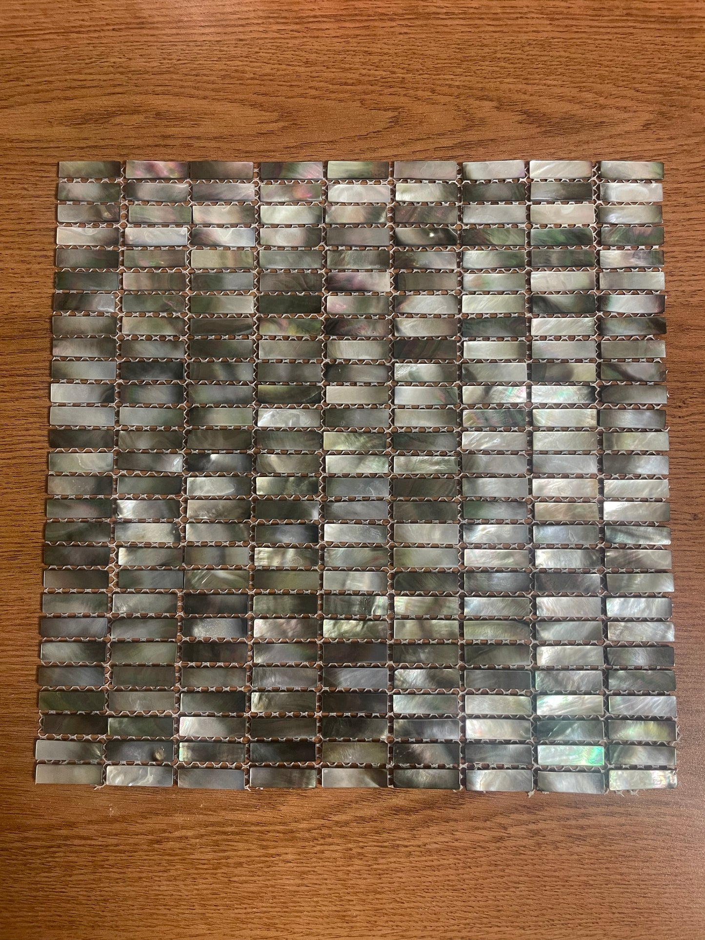 Black Mini Rectangular Mother of Pearl Mosaic Tile for Bathroom Kitchen and Shower Wall Tile(6 Sheets)