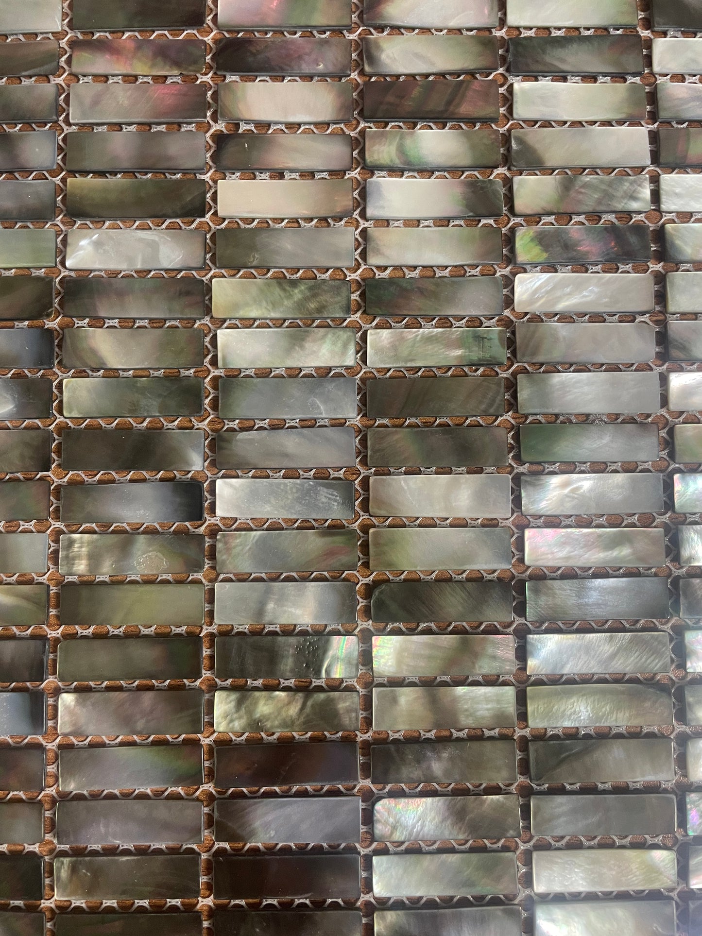 Black Mini Rectangular Mother of Pearl Mosaic Tile for Bathroom Kitchen and Shower Wall Tile(6 Sheets)