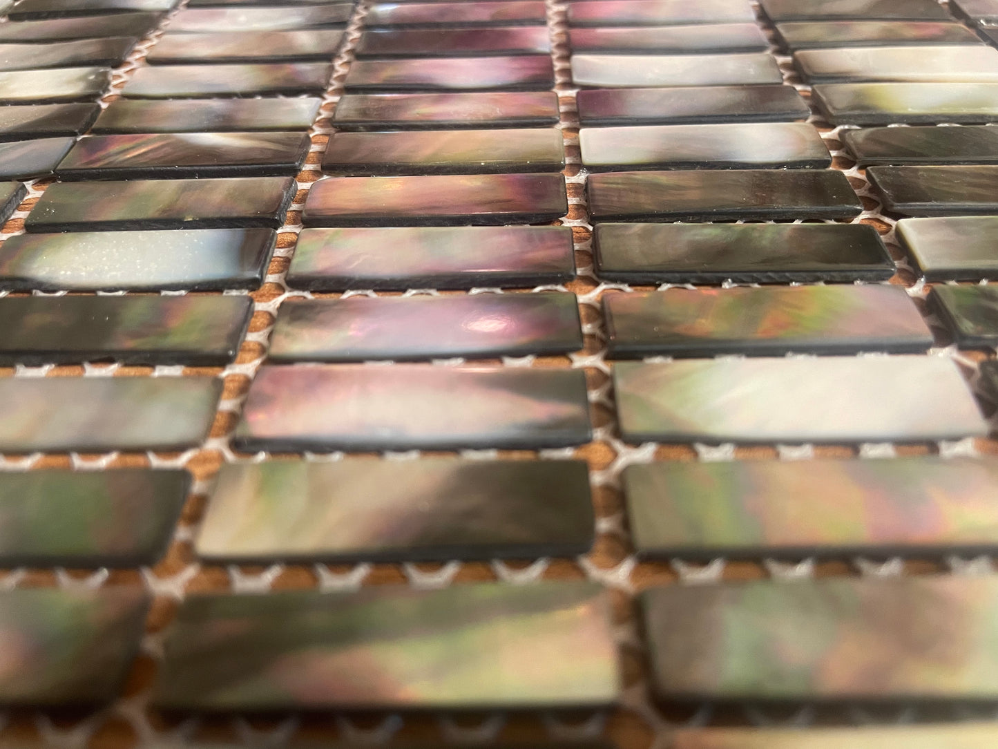Black Mini Rectangular Mother of Pearl Mosaic Tile for Bathroom Kitchen and Shower Wall Tile(6 Sheets)