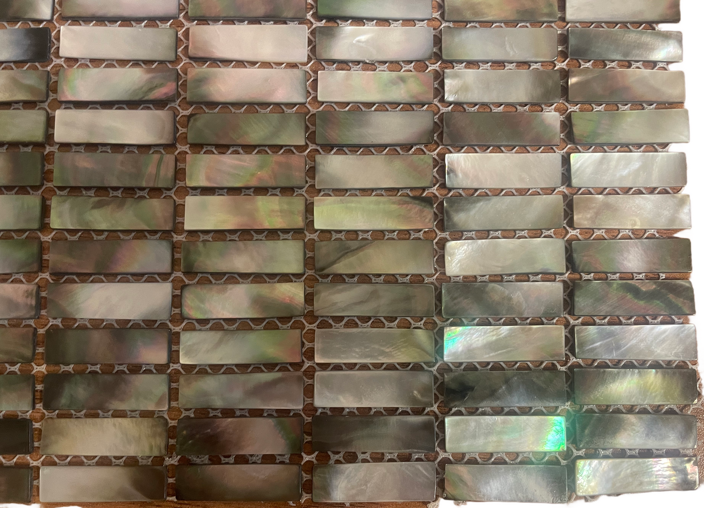 Black Mini Rectangular Mother of Pearl Mosaic Tile for Bathroom Kitchen and Shower Wall Tile(6 Sheets)