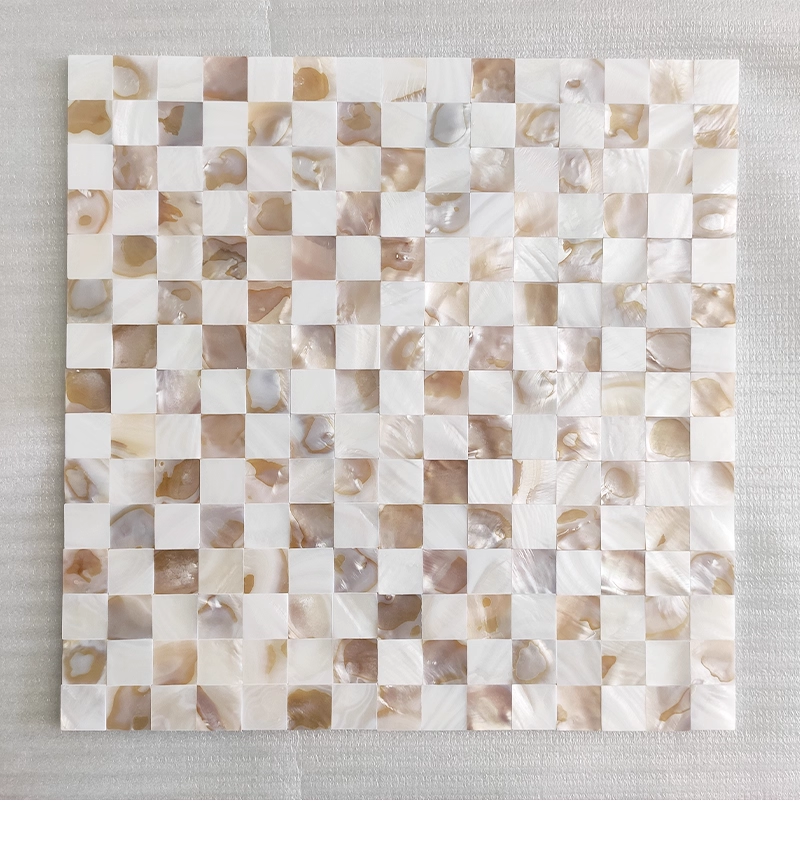 Blended White and Iridescent Seamless Square Mother of Pearl Mosaic Tile for Bathroom Kitchen and Shower Wall Tile