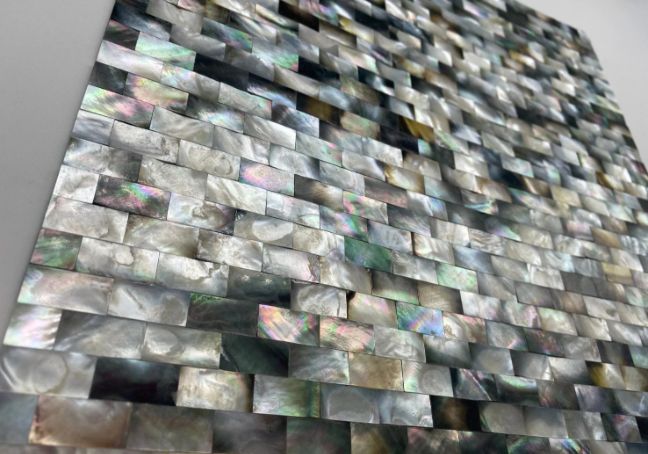 Black Brick Seamless Mother of Pearl Seashell Mosaic Tile for Bathroom Kitchen and Shower Wall Tile