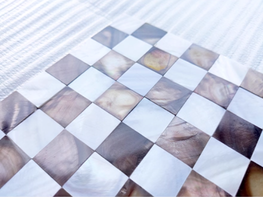 Blended White and Coffee Seamless Square Mother of Pearl Mosaic Tile for Bathroom Kitchen and Shower Wall Tile
