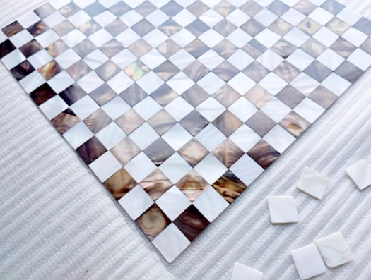 Blended White and Coffee Seamless Square Mother of Pearl Mosaic Tile for Bathroom Kitchen and Shower Wall Tile