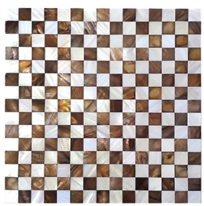 Blended White and Coffee Seamless Square Mother of Pearl Mosaic Tile for Bathroom Kitchen and Shower Wall Tile