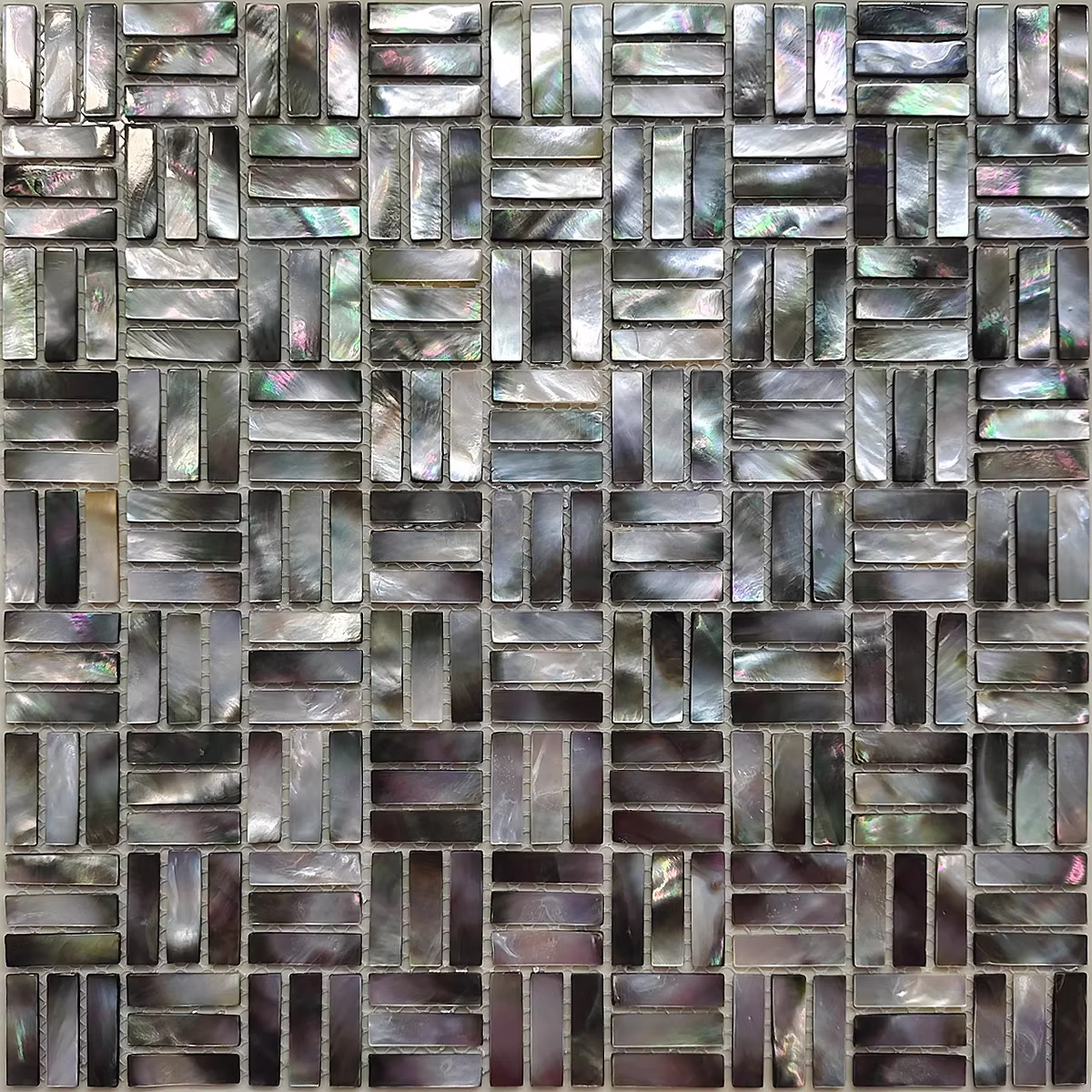 Black Mini Rectangular Mother of Pearl Mosaic Tile for Bathroom Kitchen and Shower Wall Tile(6 Sheets)