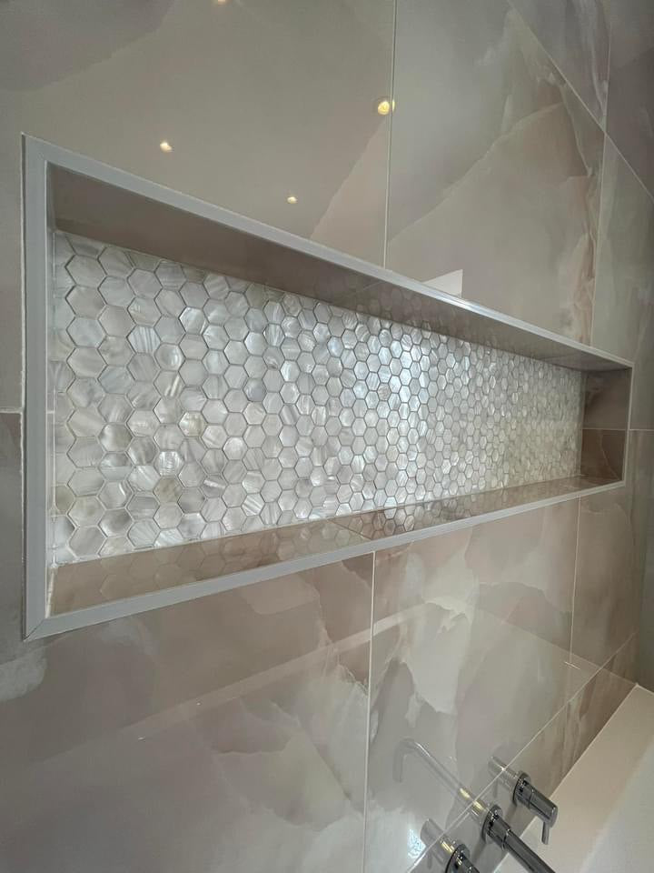 White Hexagon Mother of Pearl Mosaic Tile for Bathroom Kitchen and Shower Wall Tile