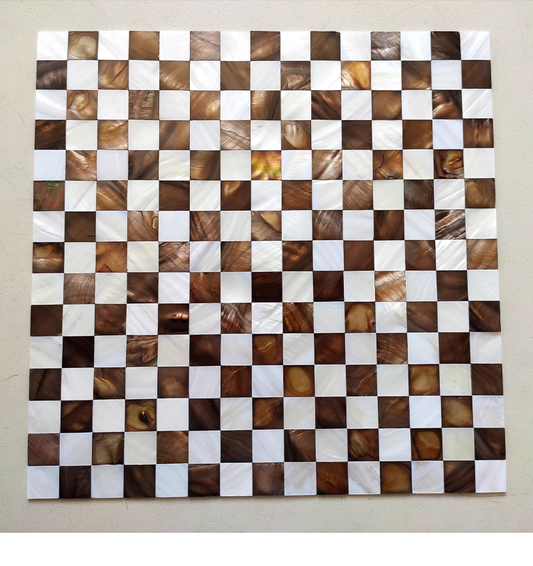 Blended White and Coffee Seamless Square Mother of Pearl Mosaic Tile for Bathroom Kitchen and Shower Wall Tile