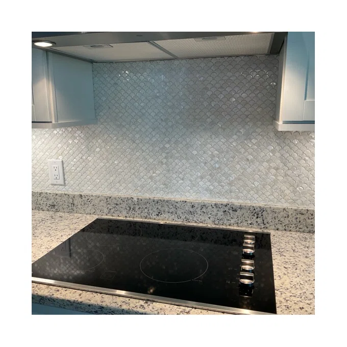 White Fish Scale Mother of Pearl Mosaic Tile for Bathroom Kitchen Shower Wall Tile