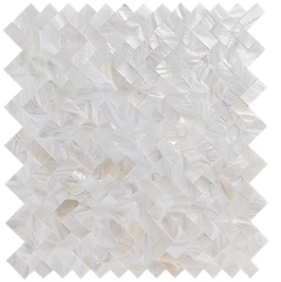 White Herringbone Groutless Mother of Pearl Mosaic Tile for Bathroom Kitchen and Shower Wall Tile