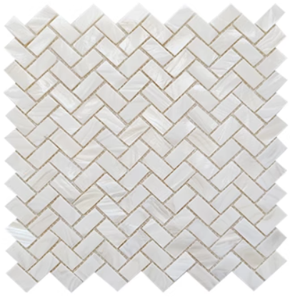 White Herringbone Mother of Pearl Mosaic Tile For Bathroom Kitchen and Shower Wall Tile