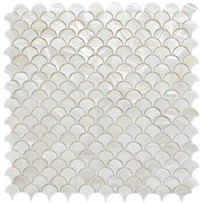 White Fish Scale Mother of Pearl Mosaic Tile for Bathroom Kitchen Shower Wall Tile