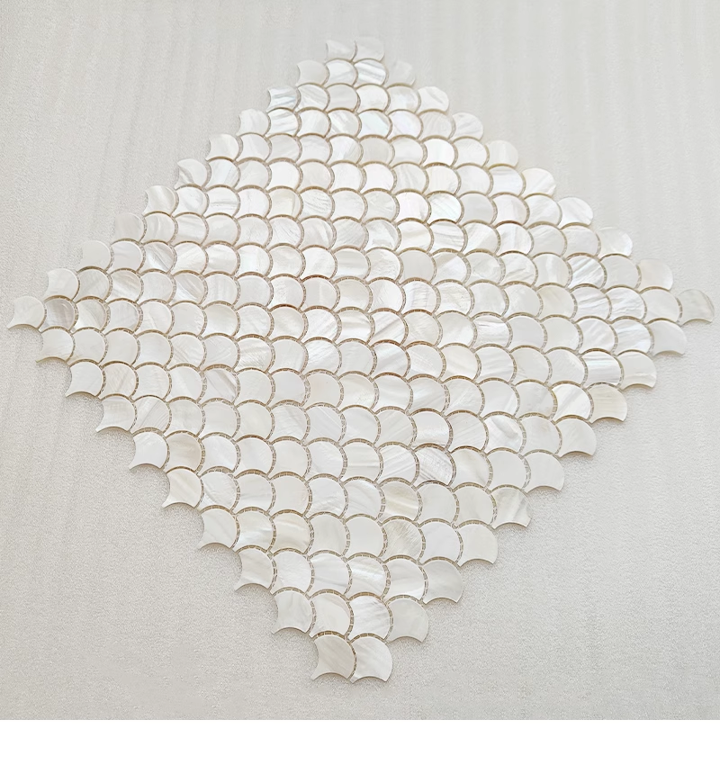 White Fish Scale Mother of Pearl Mosaic Tile for Bathroom Kitchen Shower Wall Tile