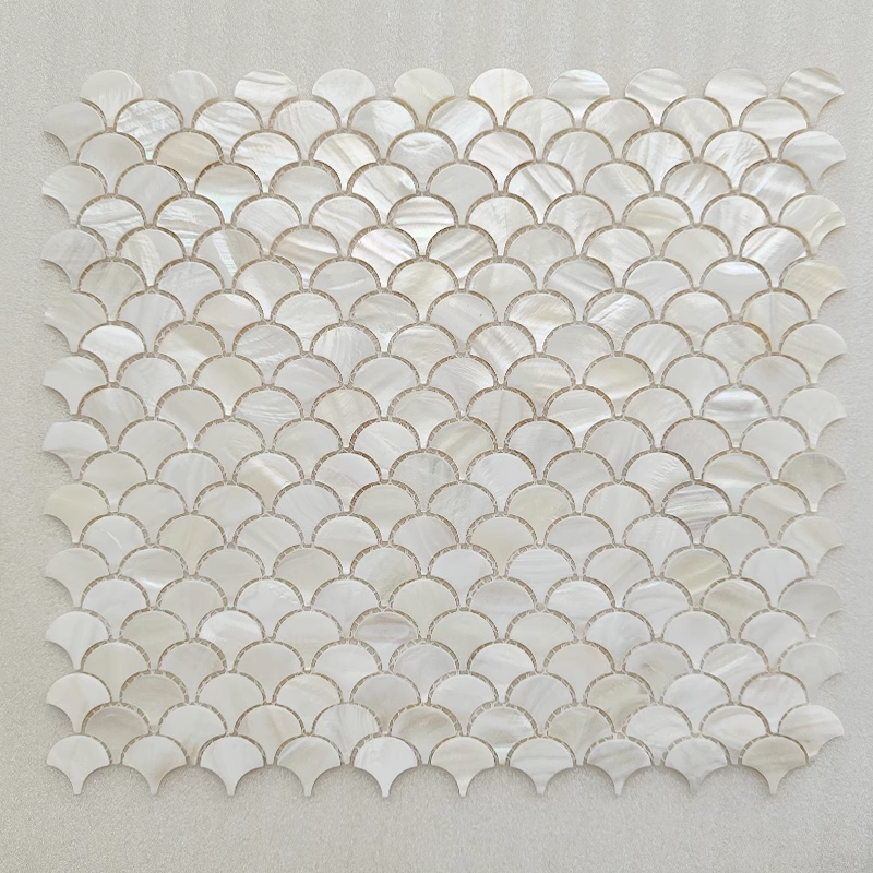 White Fish Scale Mother of Pearl Mosaic Tile for Bathroom Kitchen Shower Wall Tile