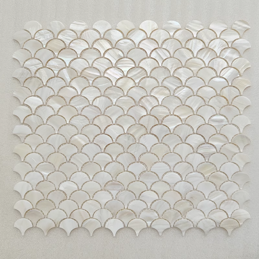 White Fish Scale Mother of Pearl Mosaic Tile for Bathroom Kitchen Shower Wall Tile