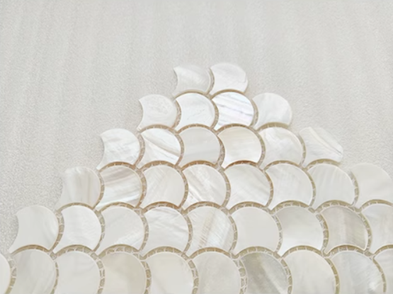 White Fish Scale Mother of Pearl Mosaic Tile for Bathroom Kitchen Shower Wall Tile