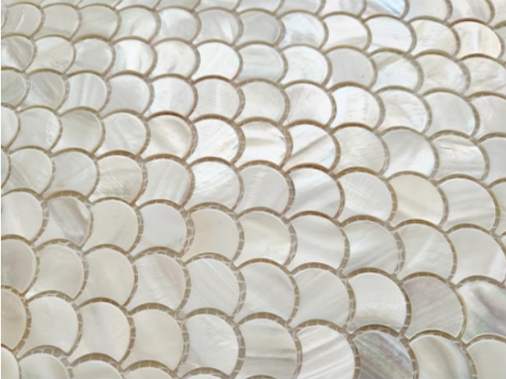 White Fish Scale Mother of Pearl Mosaic Tile for Bathroom Kitchen Shower Wall Tile