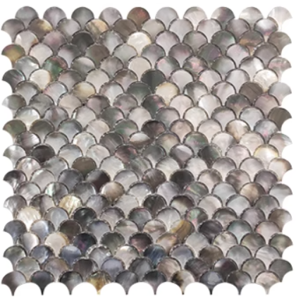 Black Scallop Mother of Pearl Seashell Mosaic Tile for Bathroom Kitchen and Shower Wall Tile