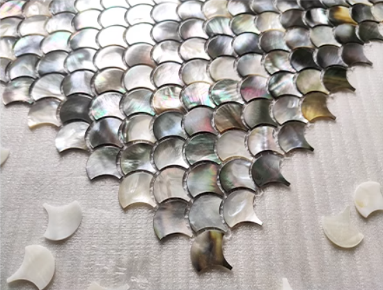 Black Scallop Mother of Pearl Seashell Mosaic Tile for Bathroom Kitchen and Shower Wall Tile