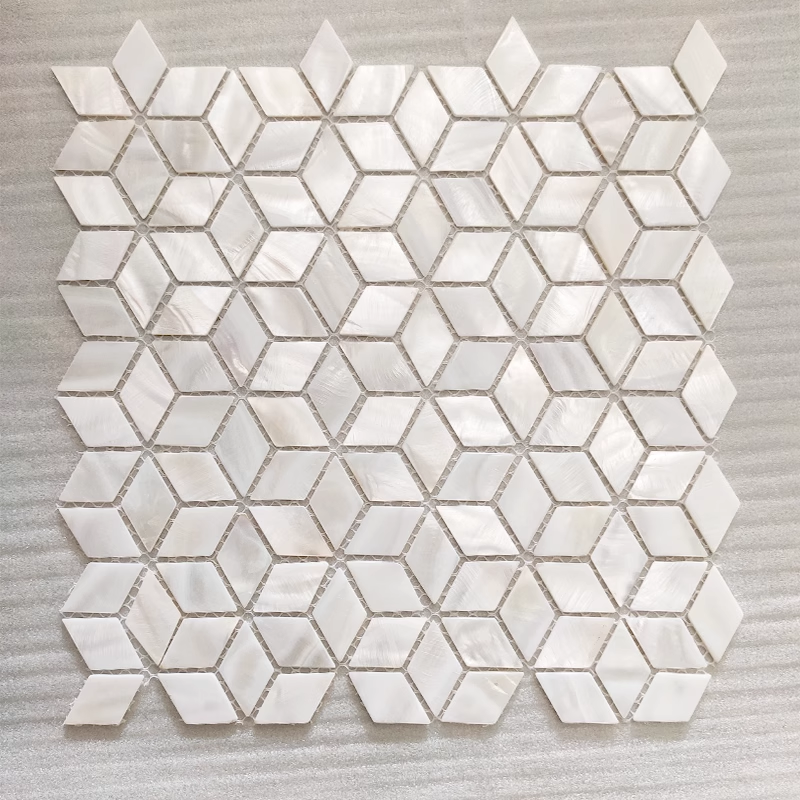 White Rhombus Mother of Pearl Mosaic Tile for Bathroom Kitchen and Shower Wall Tile